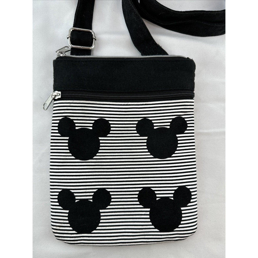 Disney Parks Mickey Mouse Black and‎ White Striped Crossbody Purse